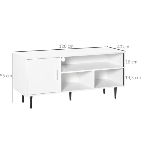 Rootz TV Cabinet - TV Table - Storage Cabinet - TV Stand - Cabinet - White - 120 cm x 40 cm x 55 cm