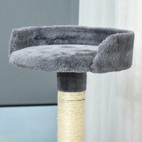 Rootz Scratching Post - With Cat Cave - Cat House - Cat Cage - With 2 Hammocks - Light Gray - 60L x 60W x 200H cm