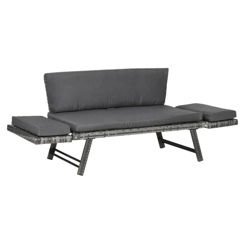 Rootz Garden Sofa - 2-seater Garden Sofa With Foldable Armrests - Grey - 129 x 63 x 67 cm
