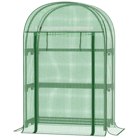 Rootz Greenhouse - Foil Greenhouse - Balcony With 3 Shelves - Tomato House - Plant House - Cold Frame - Metal - Green - 80 x 49 x 160 cm