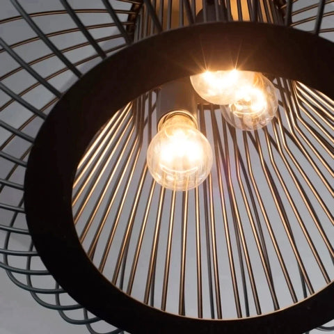 Rootz Pendant Lamp - Hanging Lamp - Ceiling Light - Industrial Style - Spherical Pendant - Ceiling Spotlight E27 - Adjustable - Metal - Black - Ø50 x 150 cm