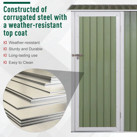 Rootz Tuinberging - Tuinschuur - Gereedschapsschuur - Lichtgroen - 143 x 89 x 186 cm