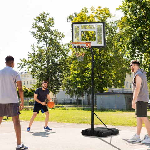 Rootz Basketbalstandaard Met Wielen - Oprolbaar - 260-310 Cm - In Hoogte Verstelbaar - Basketbalring Met Standaard - Geschikt Voor Buiten- En Binnengebruik - Staal - Kunststof - Zwart - 90L x 60W x 260-310H cm