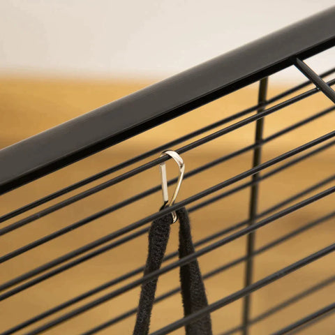 Rootz Small Animal Cage - Small Animal Enclosure Rodent Cage Animal Cage - Cage - Outdoor Enclosure -with Ramp And Hammock - Steel/Aluminum/Plastic - Black/White/Gray - 80 x 48 x 78 cm