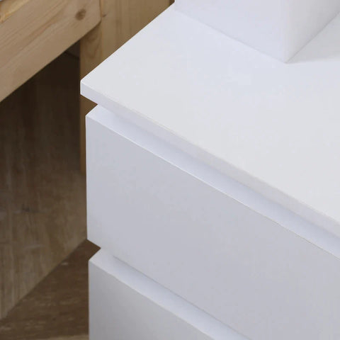 Rootz Bedside Table - 2 Drawers - Anti-tilt - Smooth Surface - White - 30 x 30 x 40cm