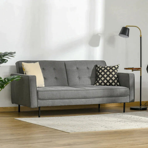 Rootz Sofa Bed - 3-seater Sofa Bed - Cotton Fabric - MDF - Foam - Home - Living Room - Grey - 187 cm x 91 cm x 85 cm